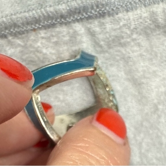 Vintage Rings Jewelry Enamel Chevron V Purple Blue Green Southwestern Aztec 8 - Picture 7 of 8